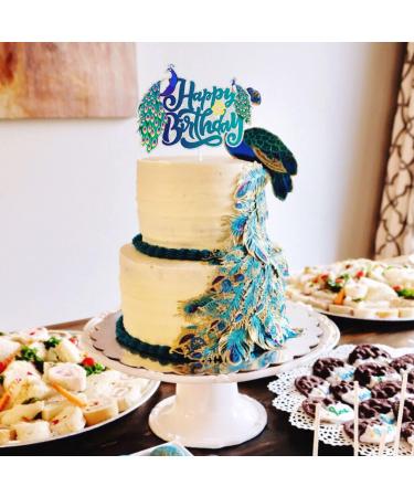 SugarGera Peacock Happy Birthday Cake Topper - Wildlife Themed Birthday Party for Boys or Girls or Bird Themed Baby Shower Party Decorations - Buy Online on GoSupps.com