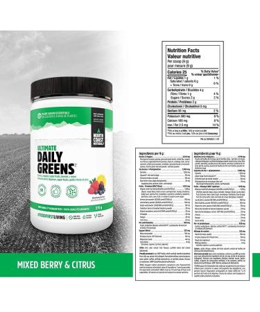 North Coast Naturals Ultimate Daily Greens | Superfood blend of superfruits land and sea greens - 270 g - Mixed Berry & Citrus Mixed Berry & Citrus 270 g (Pack of 1) - Buy Online on GoSupps.com