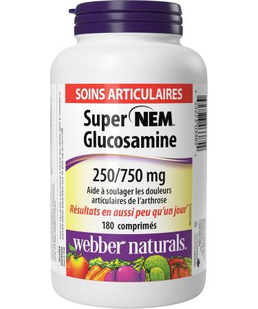 Webber Naturals Super NEM Glucosamine 180 Tablets Natural Eggshell Membrane for Support of Joint Pain and Stiffness Non-GMO Gluten and Dairy Free Unflavored 180 count (Pack of 1) - Buy Online on GoSupps.com