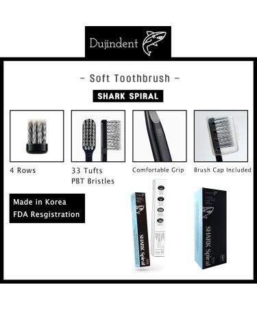 Toothbrush Shark Spiral - Soft Toothbrush with Spiral Bristles for Plaque Removal & Sensitive Gums | Deep Cleaning Implant Toothbrush (1 Pack) - International Shipping Available - Buy Online on GoSupps.com