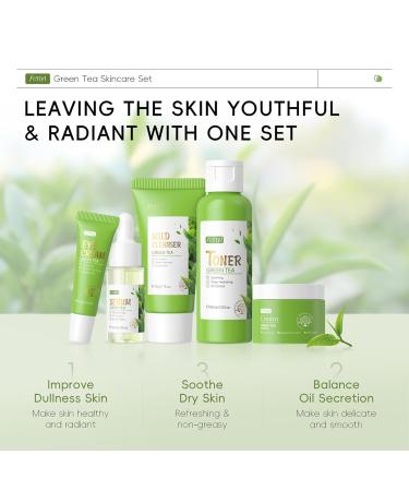 Green Tea Skincare Set for Teen Girls | Facial Kit with Cleanser Toner Eye & Face Cream Serum | Beauty Gifts to Reduce Acne & Smooth Skin - Buy Online on GoSupps.com