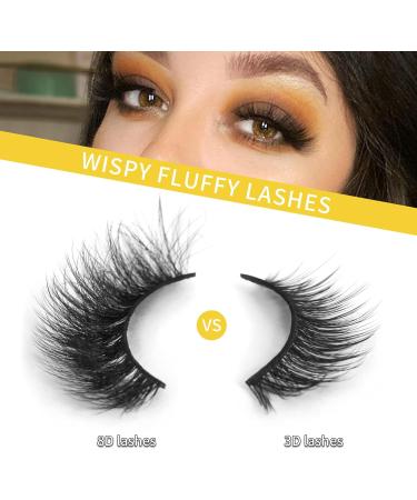 KOUSEI False Eyelashes 6 Pairs Fluffy Volume Dramatic Natural Cross Fake Lashes Soft Handmade Wispy Eye Makeup (0.05mm Thickness) - Buy Online on GoSupps.com