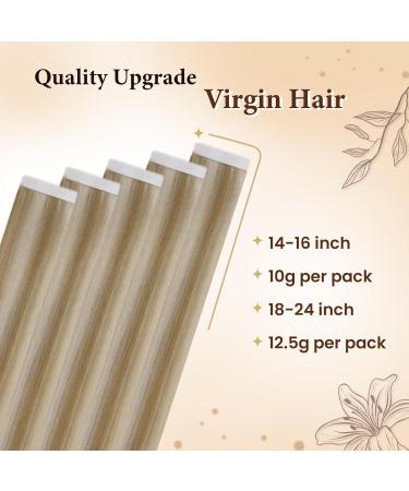 Hetto Blonde Real Hair Tape Extensions - Remy Hair Ash Blonde Highlights 35cm (14 inch) - 5PCs #17/23 & #16/22 - Buy Online on GoSupps.com
