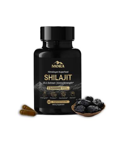 Well Being Mora Vegan Shilajit Supplement | 70%+ Fulvic Acid & 85+ Trace Minerals | Contains Bio-Active Elements & Humic Acid | 60 Capsules | Shilajit Capsules for Men & Women
