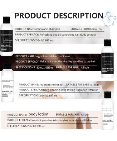 EONFAVE Shampoo Conditioner Body Wash Set - Amino Acid Skin Care Set Travel - Portable Fluffy Shampoo Long Lasting Body Wash - Nourishing Body Lotion for Travel - Buy Online on GoSupps.com