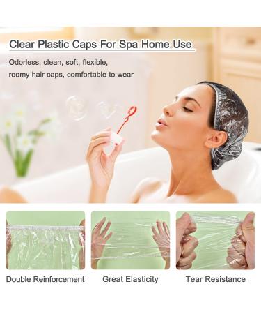 MORGLES 100 PCS Clear Disposable Shower Caps - Waterproof Plastic Hair Bath Caps for Women - Bulk Pack for Hair Salon and Home Use - Buy Online on GoSupps.com