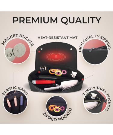AvaJex Hair Tools Travel Bag with Heat Resistant Mat - Large Black for Flat Irons & Curling Iron | International Shipping - Buy Online on GoSupps.com