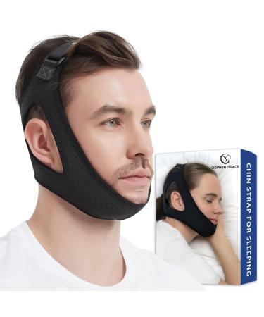 Anti Snoring Chin Strap for CPAP Users - Adjustable and Breathable Chin Strap for Snoring - Effective Anti Snoring Devices - Snore Solution Sleep aid for Men and Women (Black)