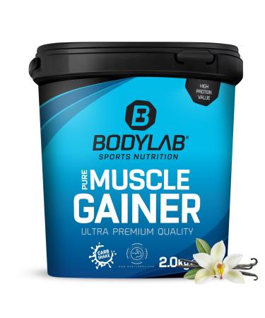 BODYLAB24 Pure Muscle Gainer Vanille 2000g each 100g 33g of natural carbohydrates 40g protein and 12g fat enriched with creatine monohydrate perfect Weight Gainer Shake for mass structure - Buy Online on GoSupps.com