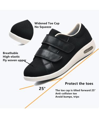 ZGDG Men's Diabetic Edema Shoes - Wide Width Adjustable Closure Non-Slip Sneakers for Swollen Feet - 11.5 Wide Black - Buy Online on GoSupps.com