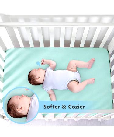 TILLYOU 2 Pack Mini Crib Sheets - Stretchy Jersey Knit Fitted Sheets for Portable Mini Crib, Play Yard, Playpen - Light Green & Light Gray - Boy/Girl Bedding - 24x38x5 Inch (Pack of 2) - Buy Online on GoSupps.com