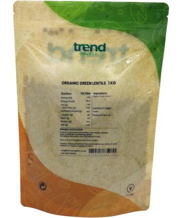 Certified Organic Trend Green Lentils - High Fibre, High Protein - Ideal for Soups, Salads, and Mains - 1kg - Buy Online on GoSupps.com
