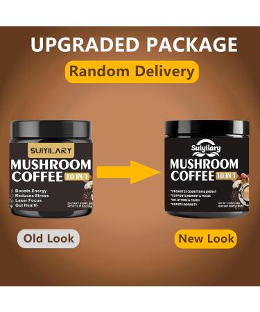 Suiyilary Mushroom Coffee 10 Mushroom Extract Powder Blend Lion's Mane Brain Supplements with Instant Coffee for Energy 30 Serving - 5.29 Oz - Buy Online on GoSupps.com
