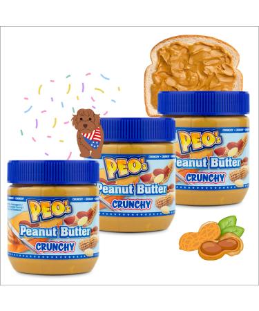 PEO's 3 x 340g Crunchy Peanut Butter | Natural Peanut Butter Made with Roasted Peanut Kernels | Delicious Peanut Cream with Full Taste