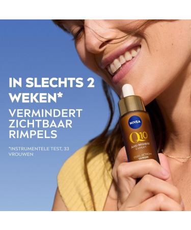 Beiersdorf AG NIVEA Q10 Dual Action AntiWrinkle Serum Facial Serum with Double Action AntiAge Skincare Reduces and Prevents Wrinkles Face Care 30ml - Buy Online on GoSupps.com