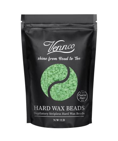 Hard Wax Beads, Vennco 1lb Wax Beans for Hair Removal, At Home Self Waxing Beads for Underarms, Legs, Facial, Eyebrows, Bikini & Brazilian Wax, Removes All Hair Types