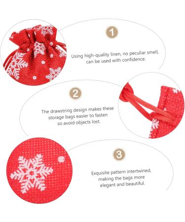 KOMBIUDA 10pcs Snowflake Burlap Bag Christmas Holiday Pouch Candy Storage Holder Drawstring Bag 14X10X0.3CM Red - Buy Online on GoSupps.com