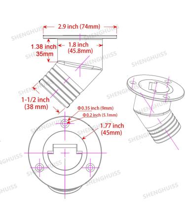 Shenghuiss 1-1/2 Stainless Steel Boat Deck Fill Kit | Gas/Water/DEO Fuel Cap | Marine Grade 316 Angled Neck | Keyless Cap | 38mm - Buy Online on GoSupps.com