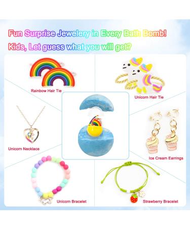 Panspace Unicorn Bath Bombs for Girls | 6 Organic Bath Bombs Gift Set with Jewelry Inside | Handmade Bubble Bath Fizz Ball Kit for Kids | Surprise Toys for Girls Birthday & Christmas - Buy Online on GoSupps.com