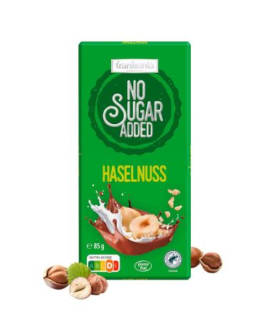 Buy Frankonia No Sugar Added Hazelnut Chocolate 85g - Gluten-Free Chocolate Treats for Guilt-Free Indulgence - International Shipping Available - Buy Online on GoSupps.com