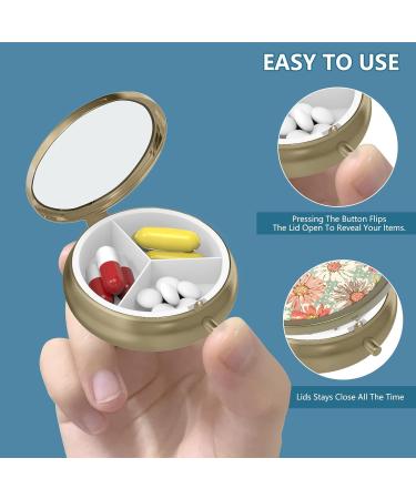 Vangog Art Retro Pill Box with Mirror | 2-Piece Compact Bronze Pill Container for Vitamins Fish Oil & Supplements | Perfect Travel Gift - Buy Online on GoSupps.com