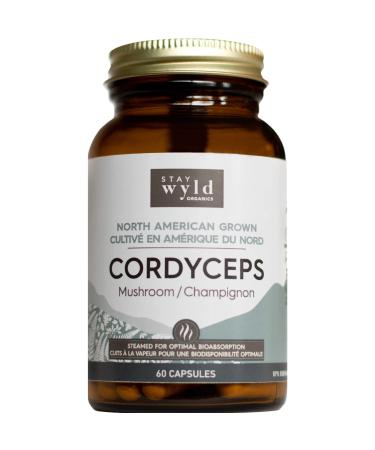Stay Wyld - Organic Cordyceps Mushroom Capsules - Real Mushrooms - Energy Immunity & Vitality Mushroom Supplement - Athletic Performance & Hormone Regulation - 100% Canadian Grown - 60 Capsules Cordyceps - Capsules