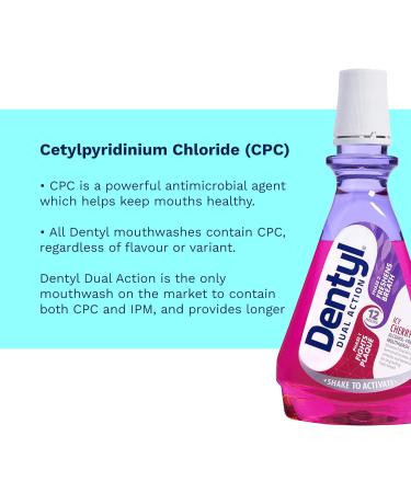Dentyl Dual Action CPC Mouthwash 12hr Fresh Breath & Total Care 500ml - Alcohol-Free ICY Cherry - Buy Online on GoSupps.com