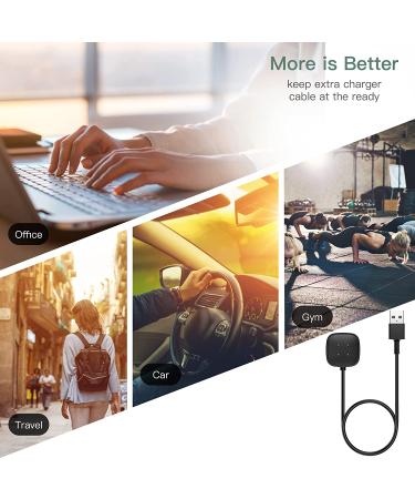 Mixblu Replacement Charger for Fitbit-Versa-4-Sense-2-Versa-3-Sense Cable - 3.3Ft Long USB Cable Cord Fast Charging Smartwatch Accessories  2 Pack Black - Buy Online on GoSupps.com