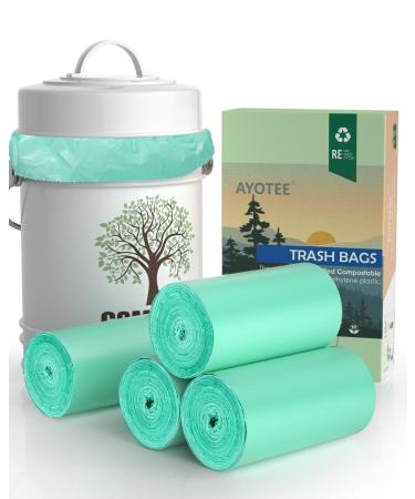 AYOTEE 100% Compostable Trash Bags Small Compost Bags 1.3 Gallon Small Trash Bags Compostable Bags for Kitchen Compost Bin 4.5-5 Liter Meeting ASTM D6400 Standards Certified By OK Compost 125 Count