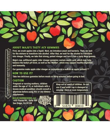 MAJU Apple Cider Vinegar Gummies with Mother - 1000mg for Weight Management & Detox | Unfiltered ACV, Gluten-Free, Low Sugar, Vegan - Buy Online on GoSupps.com