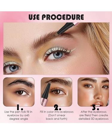  LURNODY Microblading 3D Eyebrow Pencil Set Waterproof Eyebrow Pencil Set with 4 Fork Tips for Women Eyebrow Creating Natural Eyebrows Light Brown + Dark Brown - Buy Online on GoSupps.com