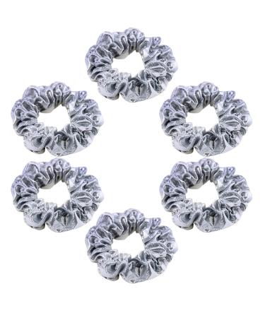 6 Pack Glitter Metallic School Performance Bunched Hair Scrunchies For Girls Slap Bracelet Gilding Ponytail Holder Elastic Hair Bands Dance Scrunchy Hair Ties Hair Accessories for Show/Sleepover Bachelorette Party (Silve...