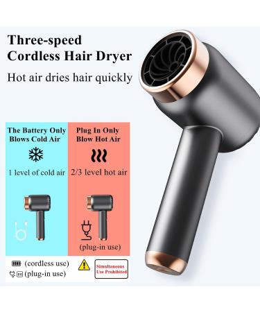 WTTTTW Portable Cordless Hair Dryer USB Rechargeable Cordless Blow Dryers w/Hot & Cold Wind Travel Blowdryer for School Pet Care Hairdressing Oil Painting Drying Tools Purple - Buy Online on GoSupps.com