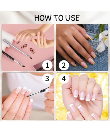 French Tip Nail Brushes Set - Oblique Head French Manicure Brushes for Perfect Nail Art - Wood Handle Moon Shape Nail Design Tools - Buy Online on GoSupps.com