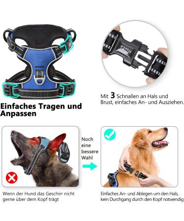 Buy Heele Adjustable No-Pull Dog Harness - Reflective & Breathable - Large Blue (43-86cm) | International Shipping Available - Buy Online on GoSupps.com