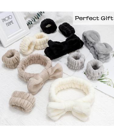 Chanaco 12PCS Spa Headband Wrist Towels Set for Face Washing and Makeup - Soft Microfiber Skincare Headbands in Black, White, Grey, and Light Brown - Perfect Gifts for Women - Buy Online on GoSupps.com