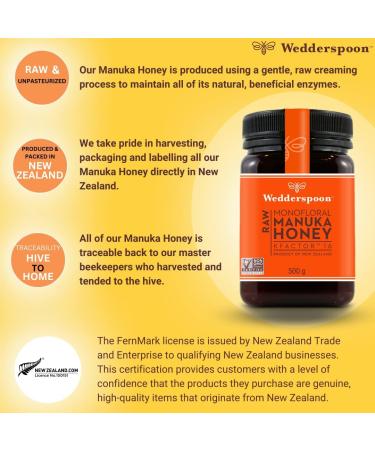 (4 PACK) - Wedderspoon - RAW Manuka Honey Active 16+ | 500g | 4 PACK BUNDLE - Buy Online on GoSupps.com