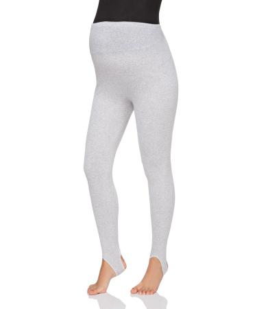 FUTURO FASHION Women's Maternity Fleece Lined Leggings Stirrup Comfortable Pregnancy Winter Cotton Leggings Over Bump Belly Support Stretchy Adjustable High Waisted Pants 8-22 UK 10 Ashen
