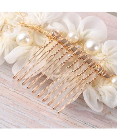 Handmade Bridal Hair Side Comb Clip | Tulle Wedding Headpiece & Accessories - White - Buy Online on GoSupps.com