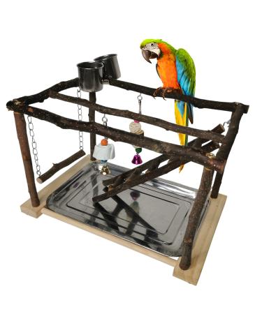 Tfwadmx Parrots Playstand Bird Play Gym Cockatiel Playground Wood Perch Stand Climb Swing Ladders Chewing Toys with Feeding Cups Exercise Activity Center for Conure Cockatiel Lovebirds - Buy Online on GoSupps.com