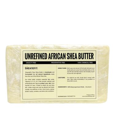 Sheanefit Unrefined Ivory Shea Butter Bulk 5 LB Bar- Moisturizes  Hydrates and Nourishes Dry Skin  Ivory 5 LB Bar (5 Pound) 5 Pound (Pack of 1)