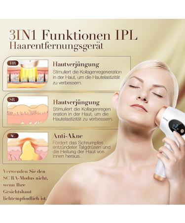 IPL Hair Removal Device - 999 999 Pulses Permanent & Painless 9 Energy Levels 3 Functions for Men & Women | Ideal for Face Body Bikini Armpits - Yellow - Buy Online on GoSupps.com