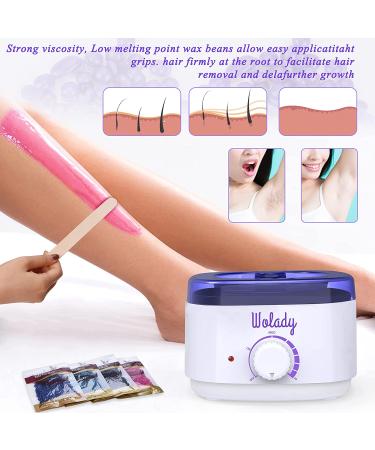 Wolady Electric Wax Warmer Kit with 4 Bags Wax Beans - Hair Removal for Face, Body, Arms, Legs (Blue) - Buy Online on GoSupps.com