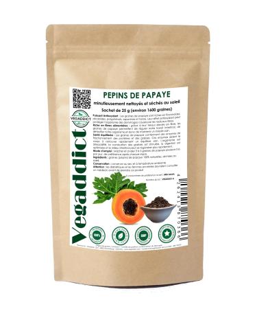 100% Natural Dried Papaya Seeds | High Enzyme Papaya (Papain) | No Additives | Vegan | Lab Tested | Gluten & Lactose Free | Ethical & Ecological | 25g
