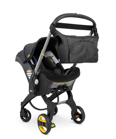 Hoodababy Essentials Diaper Bag Compatible with the doona Carseat/Stroller Black Fabric