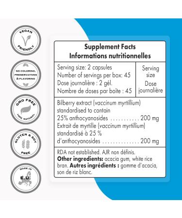 Supersmart Bilberry Extract 200mg for Eye Health - 90 Vegetarian Capsules - Buy Online on GoSupps.com