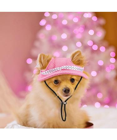 Pet Baseball Hat Round Brim Princess Cap Dog Visor Hat Sun Protection Cap Dog Mesh Porous Cap with Ear Holes and Chin Strap for Small Dogs Pug Chihuahua Shih Tzu Yorkshire Terriers  2 Colors - Buy Online on GoSupps.com