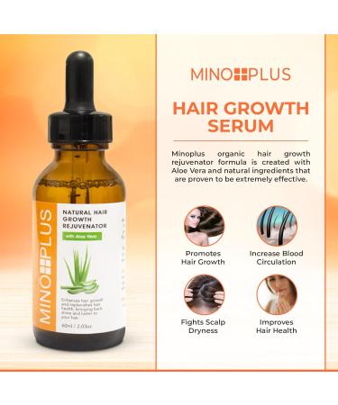 Mino Plus Natural Hair Growth Serum - 60ml / 2fl oz For Longer Stronger Thicker Fuller Hair - Formulated to Prevent Hair Loss Hair Fall with Aloe Vera - Buy Online on GoSupps.com