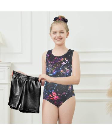 MODAFANS Girls' Sparkly Gymnastics Leotard Set - Black Marble, 6-7 Years - Buy Online on GoSupps.com