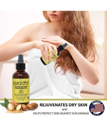 PURA D'OR Anti-Thinning Advanced Therapy Biotin Shampoo & Conditioner Hair Care Set & Organic Moroccan Argan Oil (4oz / 118mL) USDA Certified 100% - Buy Online on GoSupps.com